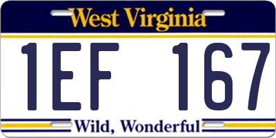 WV license plate 1EF167