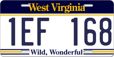 WV license plate 1EF168