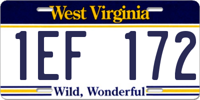WV license plate 1EF172