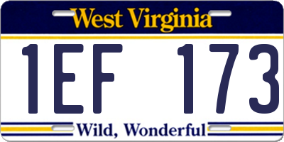 WV license plate 1EF173