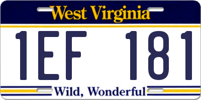 WV license plate 1EF181