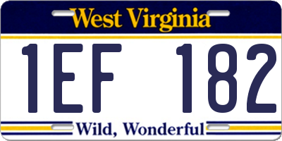 WV license plate 1EF182