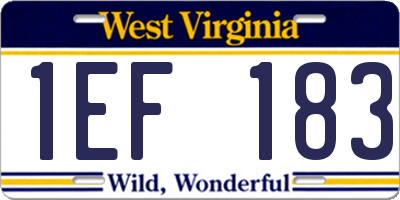 WV license plate 1EF183