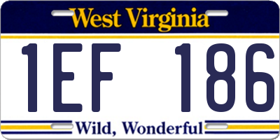 WV license plate 1EF186