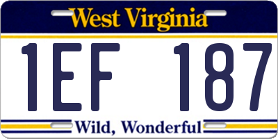 WV license plate 1EF187