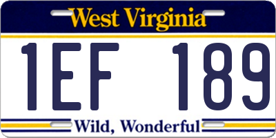 WV license plate 1EF189