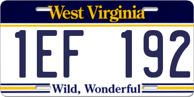 WV license plate 1EF192