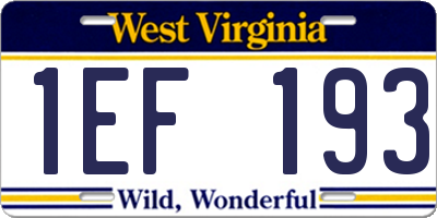 WV license plate 1EF193