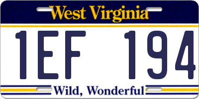 WV license plate 1EF194