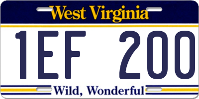 WV license plate 1EF200