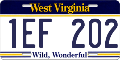 WV license plate 1EF202