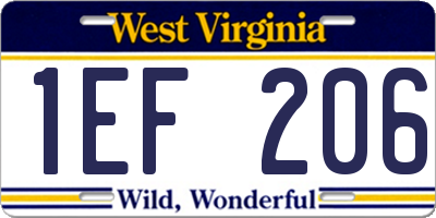 WV license plate 1EF206