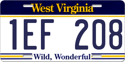 WV license plate 1EF208