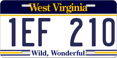 WV license plate 1EF210