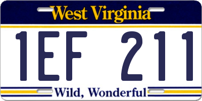 WV license plate 1EF211