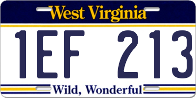 WV license plate 1EF213