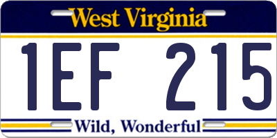 WV license plate 1EF215