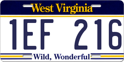 WV license plate 1EF216
