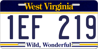 WV license plate 1EF219