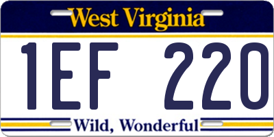 WV license plate 1EF220