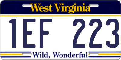 WV license plate 1EF223