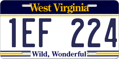 WV license plate 1EF224