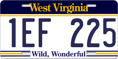 WV license plate 1EF225