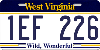 WV license plate 1EF226