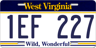 WV license plate 1EF227