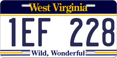 WV license plate 1EF228