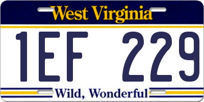 WV license plate 1EF229