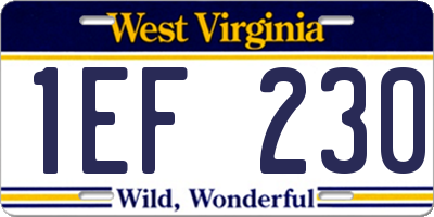 WV license plate 1EF230