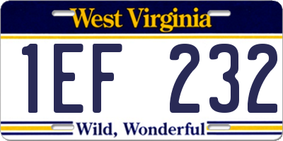 WV license plate 1EF232