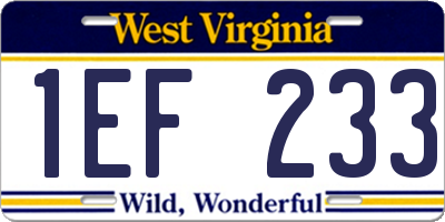 WV license plate 1EF233