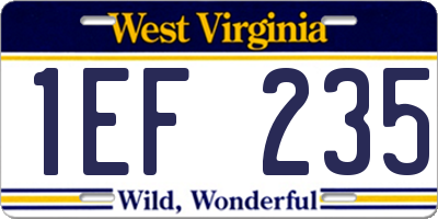 WV license plate 1EF235