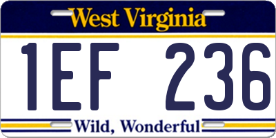 WV license plate 1EF236