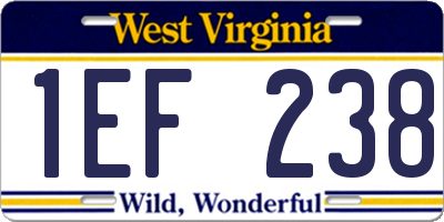 WV license plate 1EF238