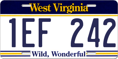 WV license plate 1EF242