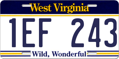 WV license plate 1EF243