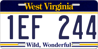 WV license plate 1EF244