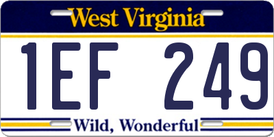 WV license plate 1EF249