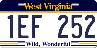 WV license plate 1EF252