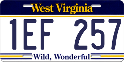 WV license plate 1EF257