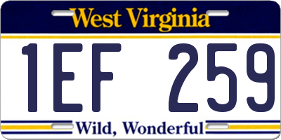 WV license plate 1EF259