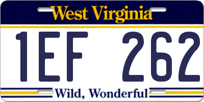 WV license plate 1EF262