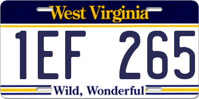 WV license plate 1EF265