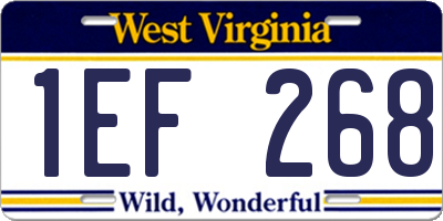 WV license plate 1EF268