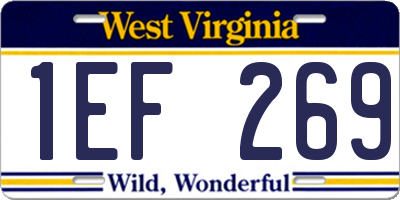WV license plate 1EF269