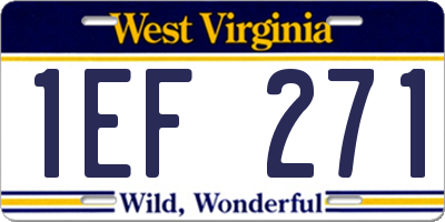 WV license plate 1EF271