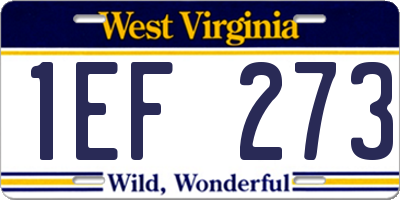 WV license plate 1EF273
